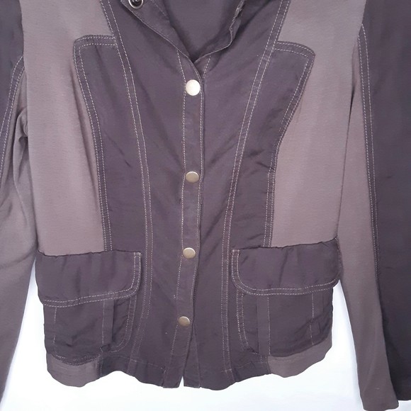XCVI Womens Anorack Two-Tone Brown Snap Front Soft Jacket Size Small - Picture 3 of 6